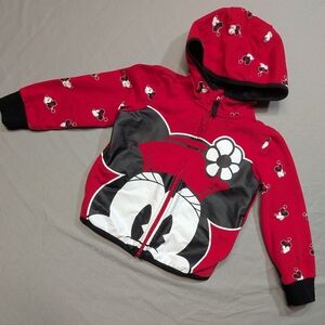 Disney Parks Classic Mini Mouse, Zip Up, Hooded Girls Jacket Sz 4